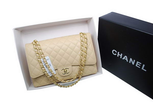 AAA Chanel Maxi Double Flaps Bag A36098 Apricot Original Caviar Leather Gold Online